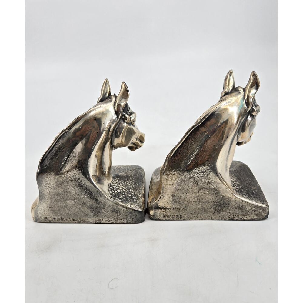Vintage 1950s Equestrian Horse Head Pair Cast Metal Philadelphia Mfg Co Bookends - Picture 4 of 15